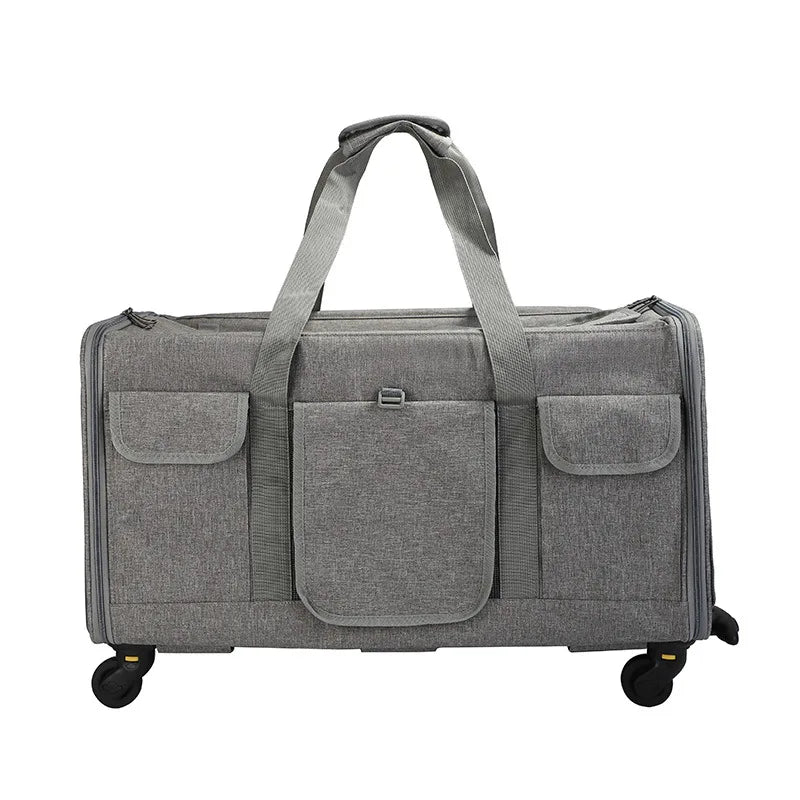 Portable Pet Trolley Case Detachable Universal Wheel Breathable Foldable Large Capacity Pet Puppy Travel Bag Breathable Mesh Bag