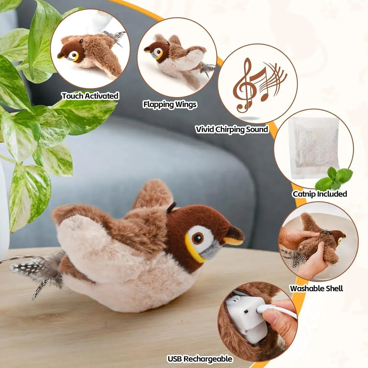 PurrFlap Bird Toy