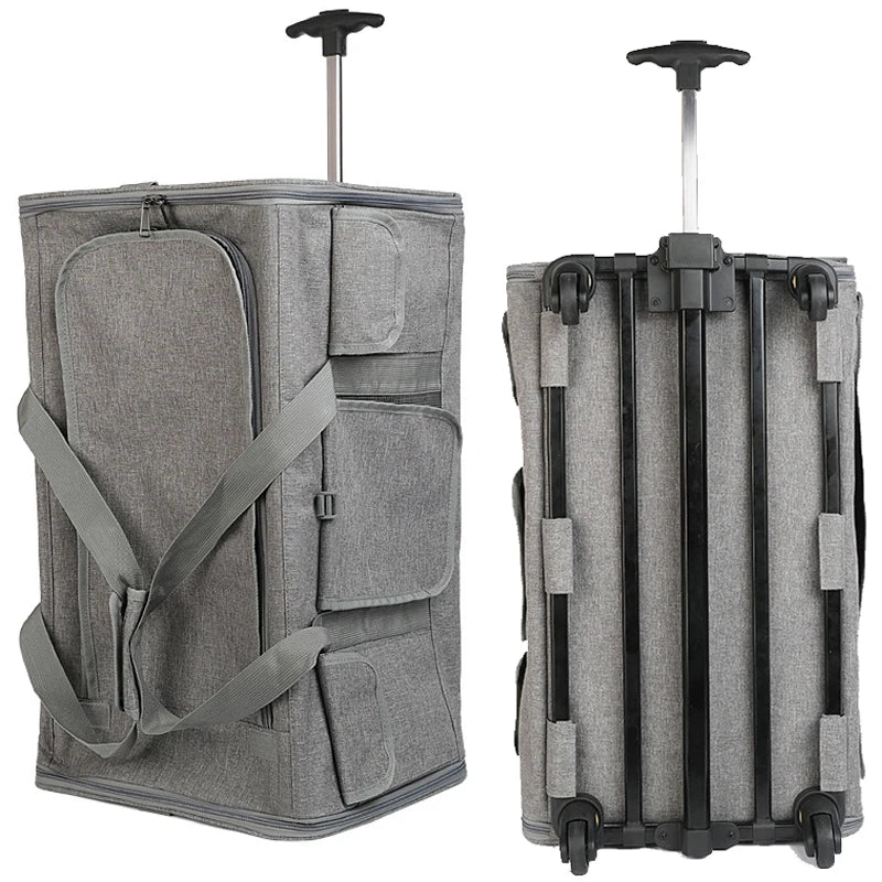 Portable Pet Trolley Case Detachable Universal Wheel Breathable Foldable Large Capacity Pet Puppy Travel Bag Breathable Mesh Bag
