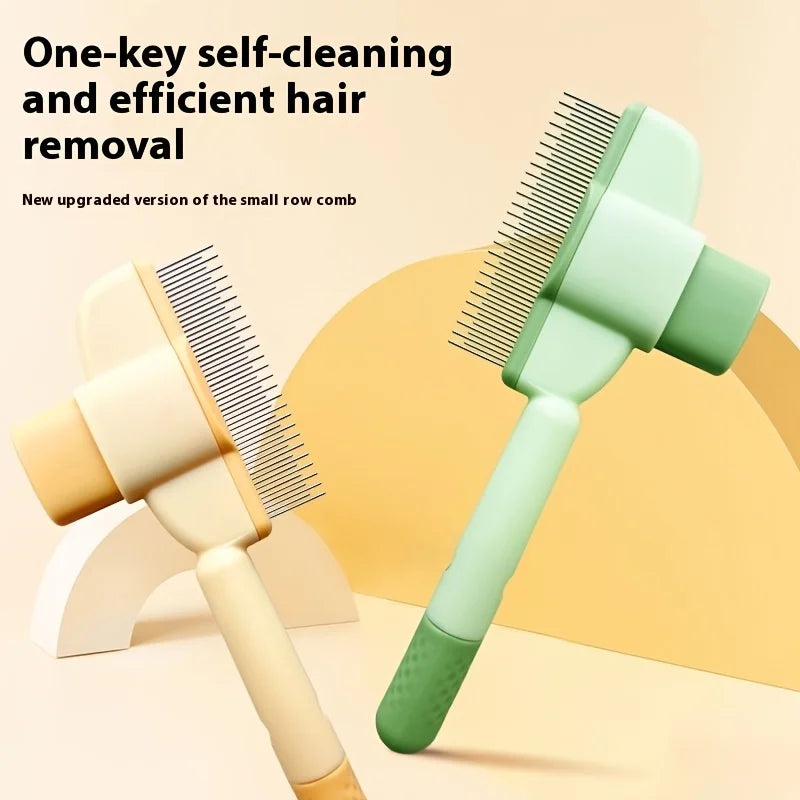 Pet Brush with Release Button, Built-in Stainless Steel