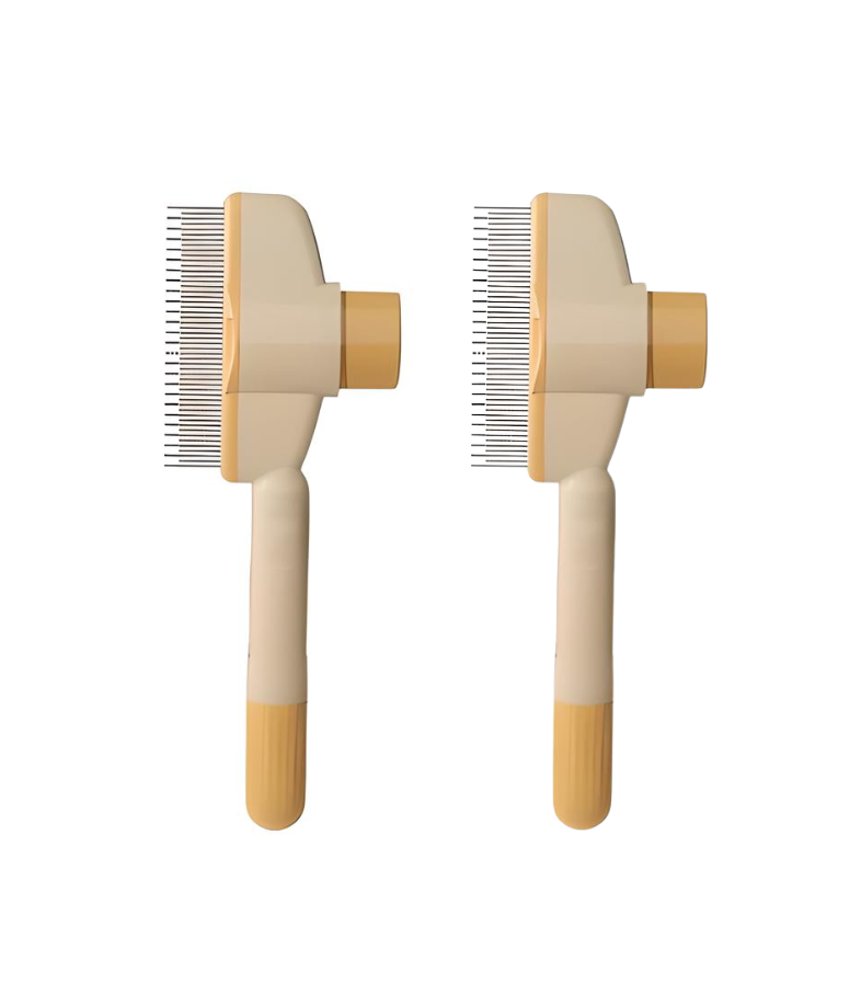 Pet Brush with Release Button, Built-in Stainless Steel
