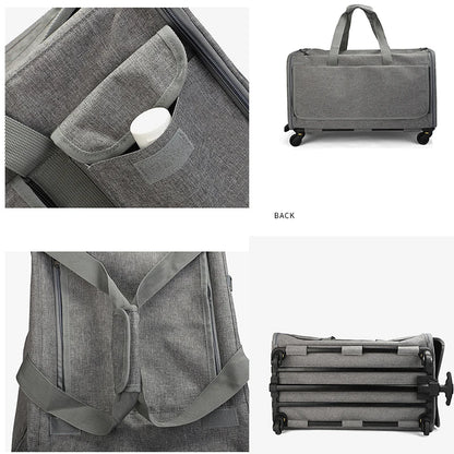 Portable Pet Trolley Case Detachable Universal Wheel Breathable Foldable Large Capacity Pet Puppy Travel Bag Breathable Mesh Bag