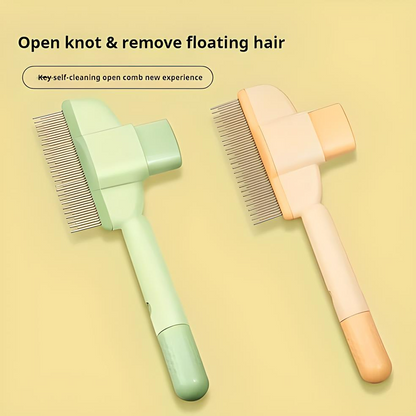 Pet Brush with Release Button, Built-in Stainless Steel
