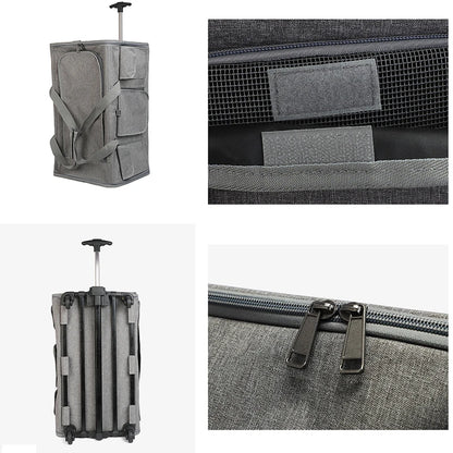Portable Pet Trolley Case Detachable Universal Wheel Breathable Foldable Large Capacity Pet Puppy Travel Bag Breathable Mesh Bag
