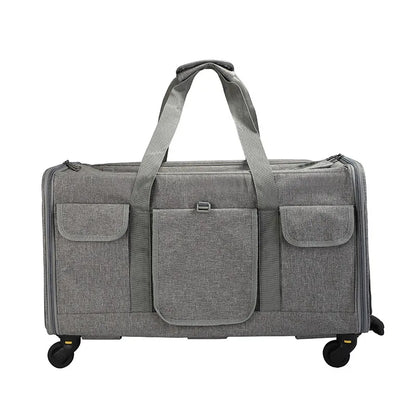 Portable Pet Trolley Case Detachable Universal Wheel Breathable Foldable Large Capacity Pet Puppy Travel Bag Breathable Mesh Bag