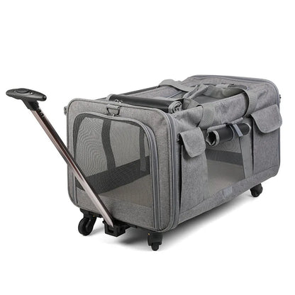 Portable Pet Trolley Case Detachable Universal Wheel Breathable Foldable Large Capacity Pet Puppy Travel Bag Breathable Mesh Bag