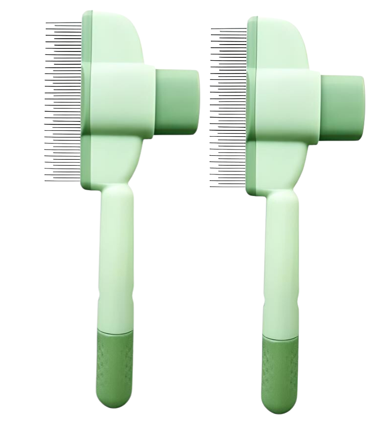 Pet Brush with Release Button, Built-in Stainless Steel